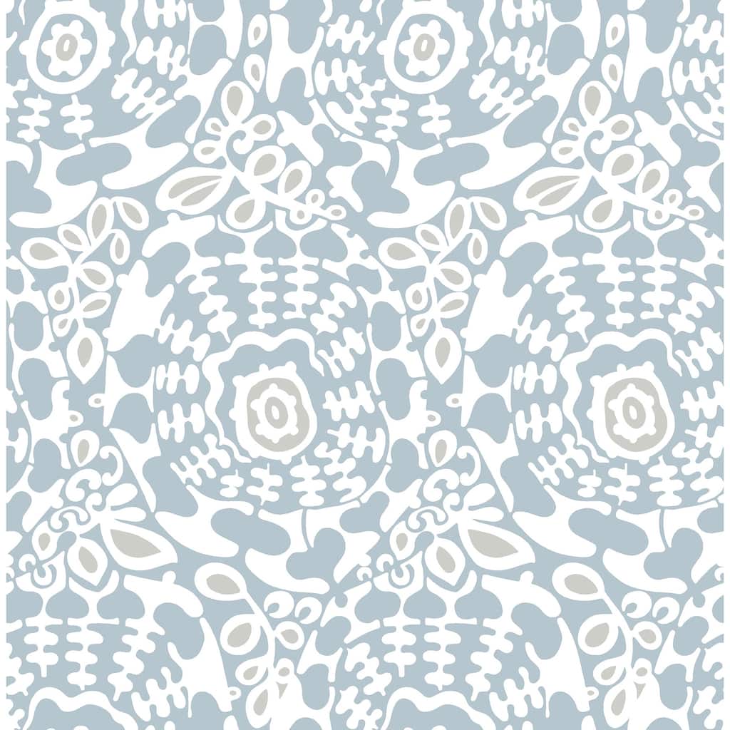 A-Street Prints Divine Light Blue Abstract Medallion Wallpaper