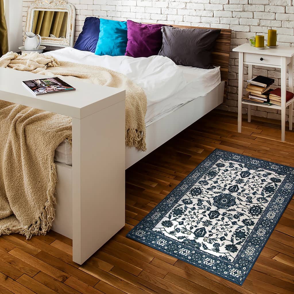 My Magic Carpet Machine Washable Accent Rug Ramage Blue