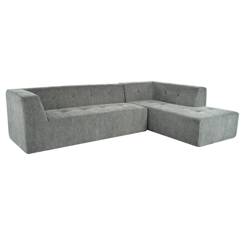 112"x74" Modular Sofa Set, Light Gray Chenille, Easy Assembly