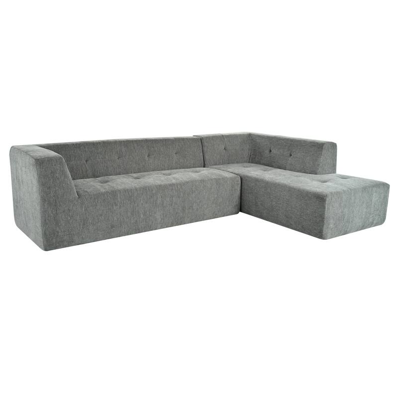 112.2" Chenille Modular L-Shaped Sofa Bed with Free Combination Design and No-Assembly Required