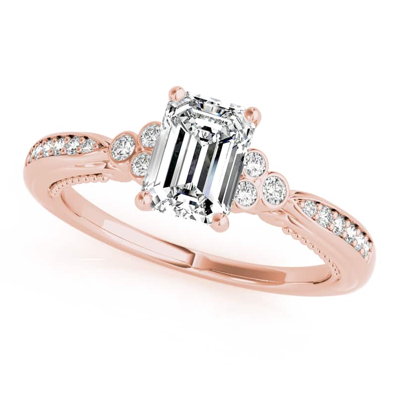 Auriya 14k Rose Gold Lab Grown Emerald Diamond Engagement Ring 0.50 to 5.00 ct. tw. (F-G VS) - 0.75 ct. center - 5