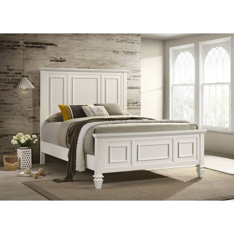 Coaster Furniture Sandy Beach Panel Bed with High Headboard Black And Cream White - Cream White - Queen