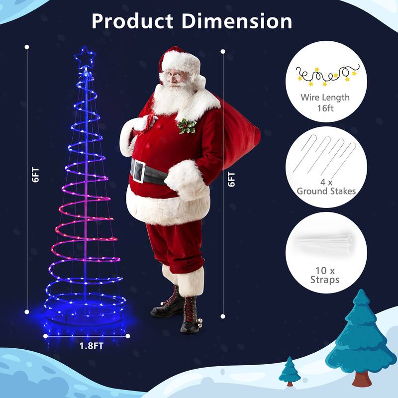 Gymax 6FT Retractable Spiral Christmas Tree Smart Decor Tree w/ 135
