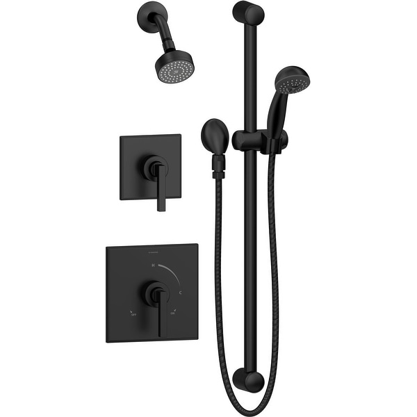 Symmons 3605-H321-V-1.5-TRM Duro Pressure Balanced Shower System with Shower Head, Shower Arm, Hand Shower, Slide Bar, Hose,