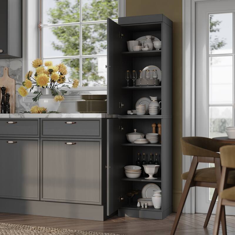 Palace Imports 100% Solid Wood Pantry Cabinet, Adjustable Shelves, 16.5" Wide, 71.5" Tall