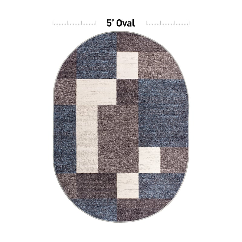 World Rug Gallery Modern Boxes Design Non-slip (Non-skid) Area Rug