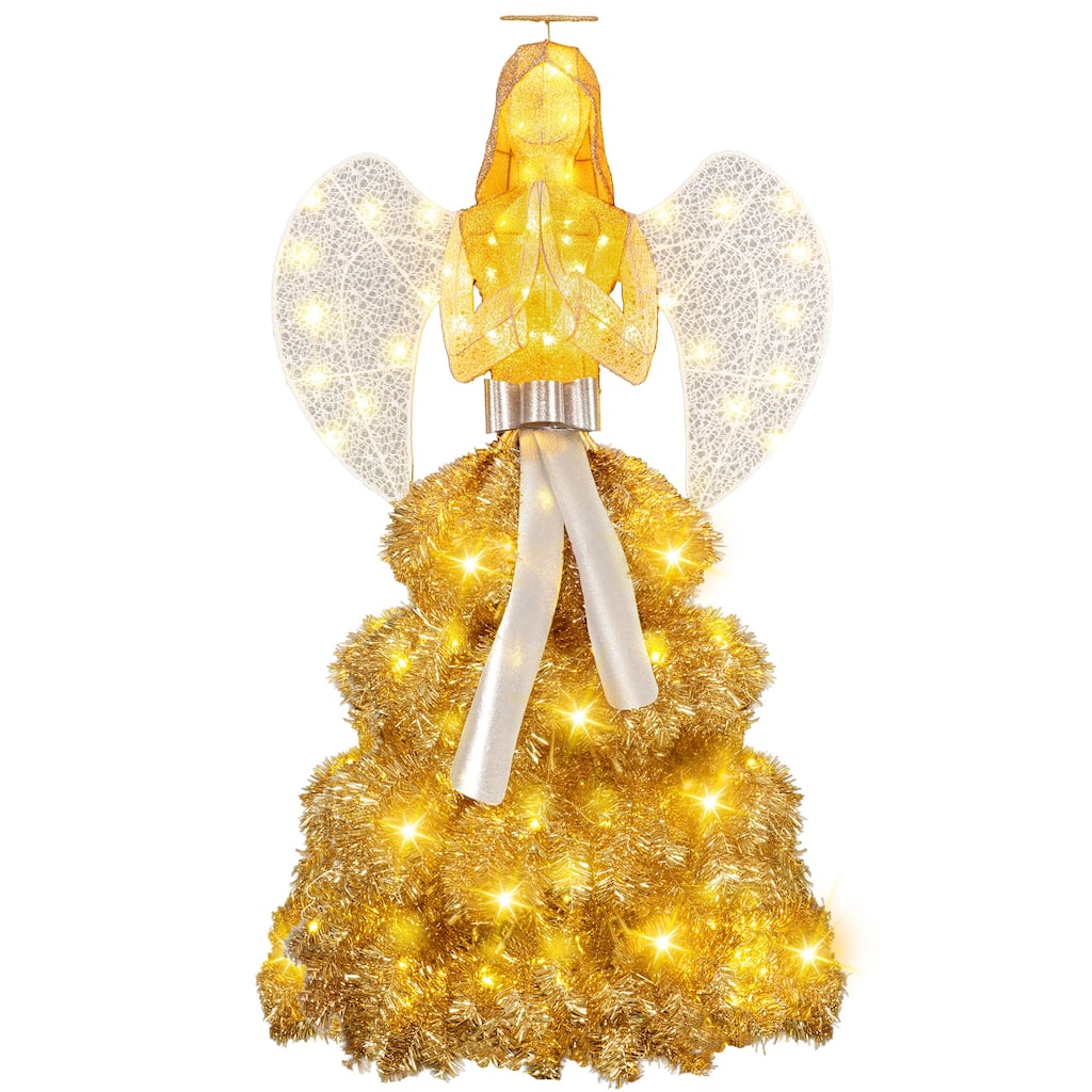 Tree Skirt Angel Christmas Decoration With LED - Gold