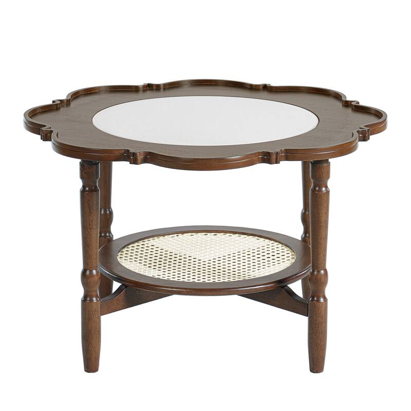 Mid-Century Modern 2-Tier Coffee Table with Petal-Shaped Top by Harper&Bright Designs