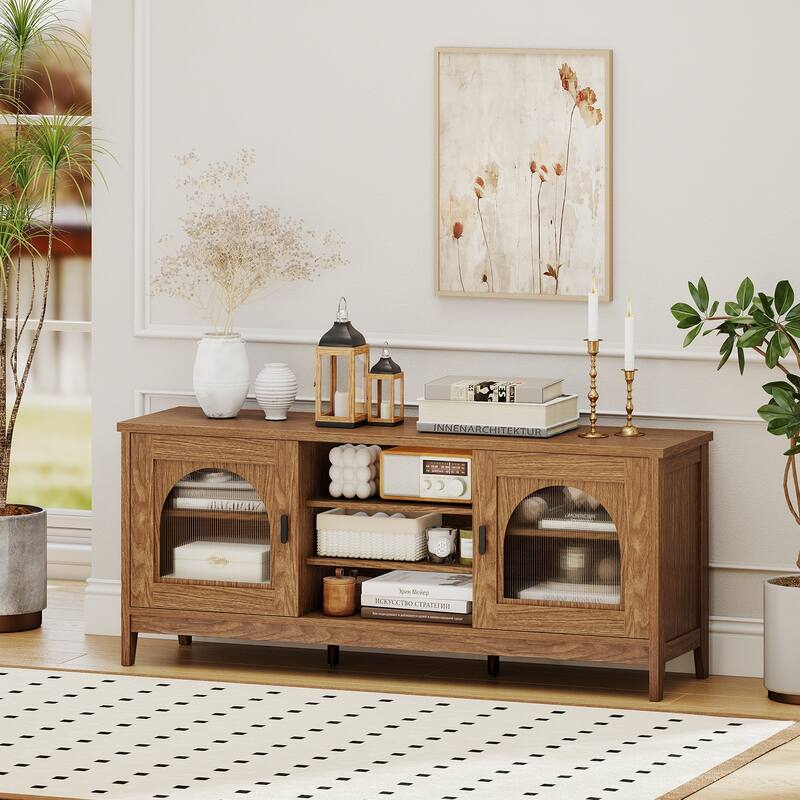 Gymax Farmhouse TV Stand for TVs up to 65'' Modern Vintage TV Cabinet