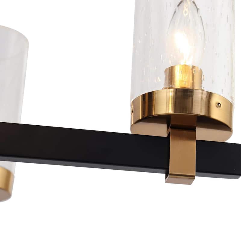 Yilia Modern 5-Light Black Gold Chandelier Glass Pendant Lights for Dining Room - 22" D x 15" H