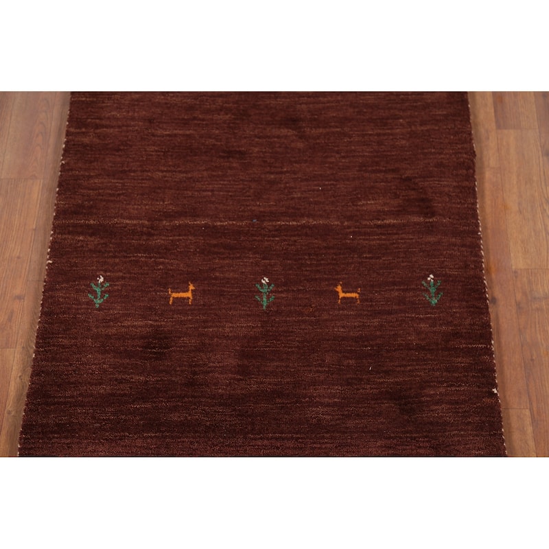 Gabbeh Oriental Runner Rug Hand-Knotted Wool Carpet - 2'9"x 9'9"