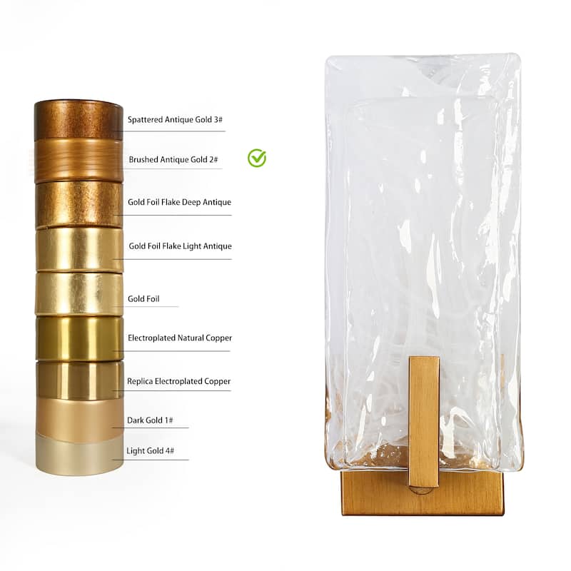 Modern Gold 1-Light Handcrafted Glass Wall Sconces Art Bathroom Vanity Light - Antique Brushed Gold - W5" x H11.8" x D4.7"