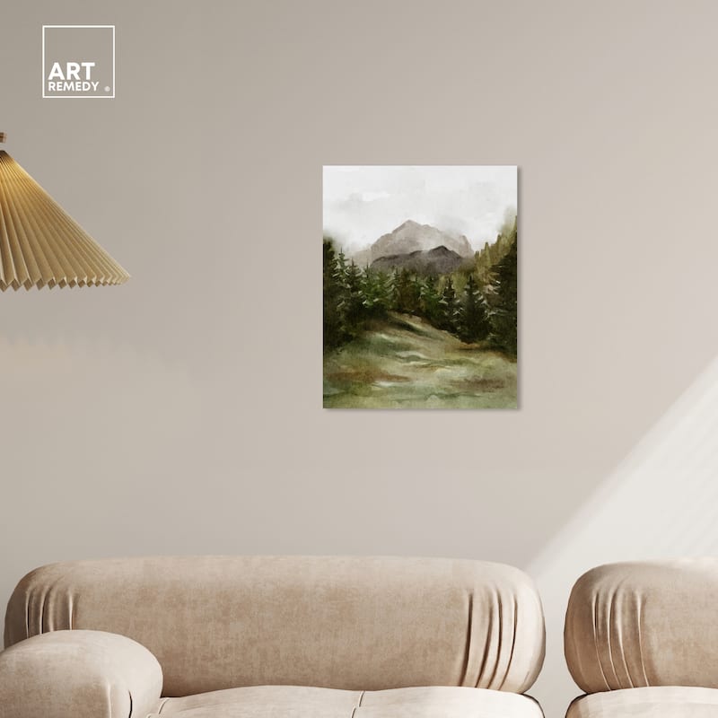 Art Remedy April Woodland Gallery Wrapped Landscape 1 Piece Canvas Wall Art Watercolor Style