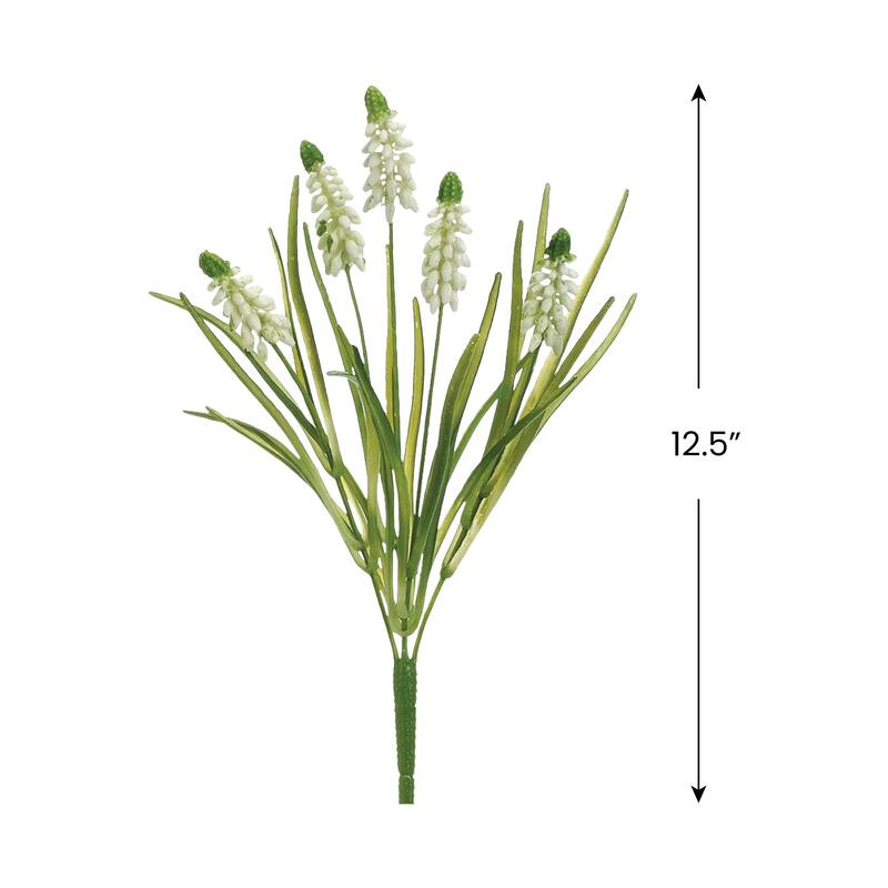 Muscari Artificial Floral Spray - 12.5" - White
