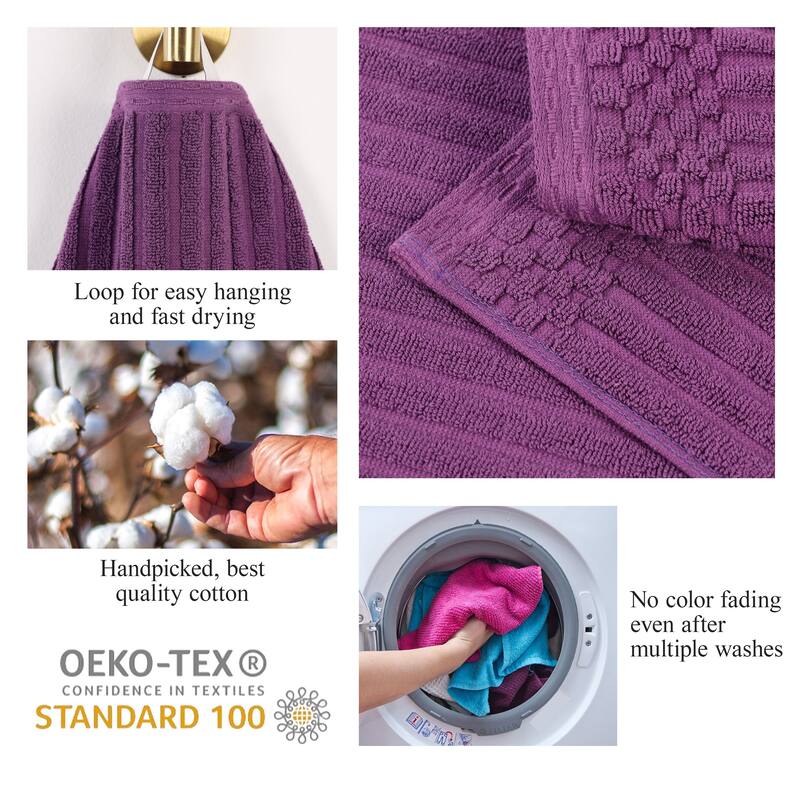 Superior Soho Ribbed Cotton Hand Towel Set of 4