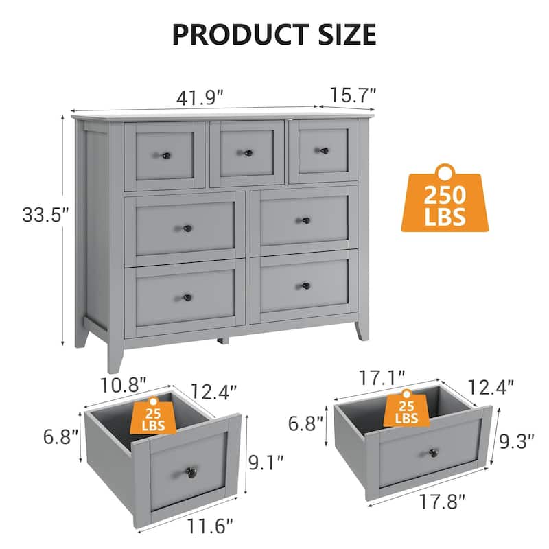 7 Chest of Drawer Dresser, for 48 Inch TV
