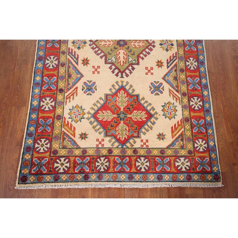 Handmade Kazak Oriental Accent Rug Handmade Wool Carpet - 3'2" x 5'1"