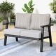 preview thumbnail 18 of 42, OVIOS Outdoor Steel Frame Bench Wicker Stripes Pattern Cushion Loveseat