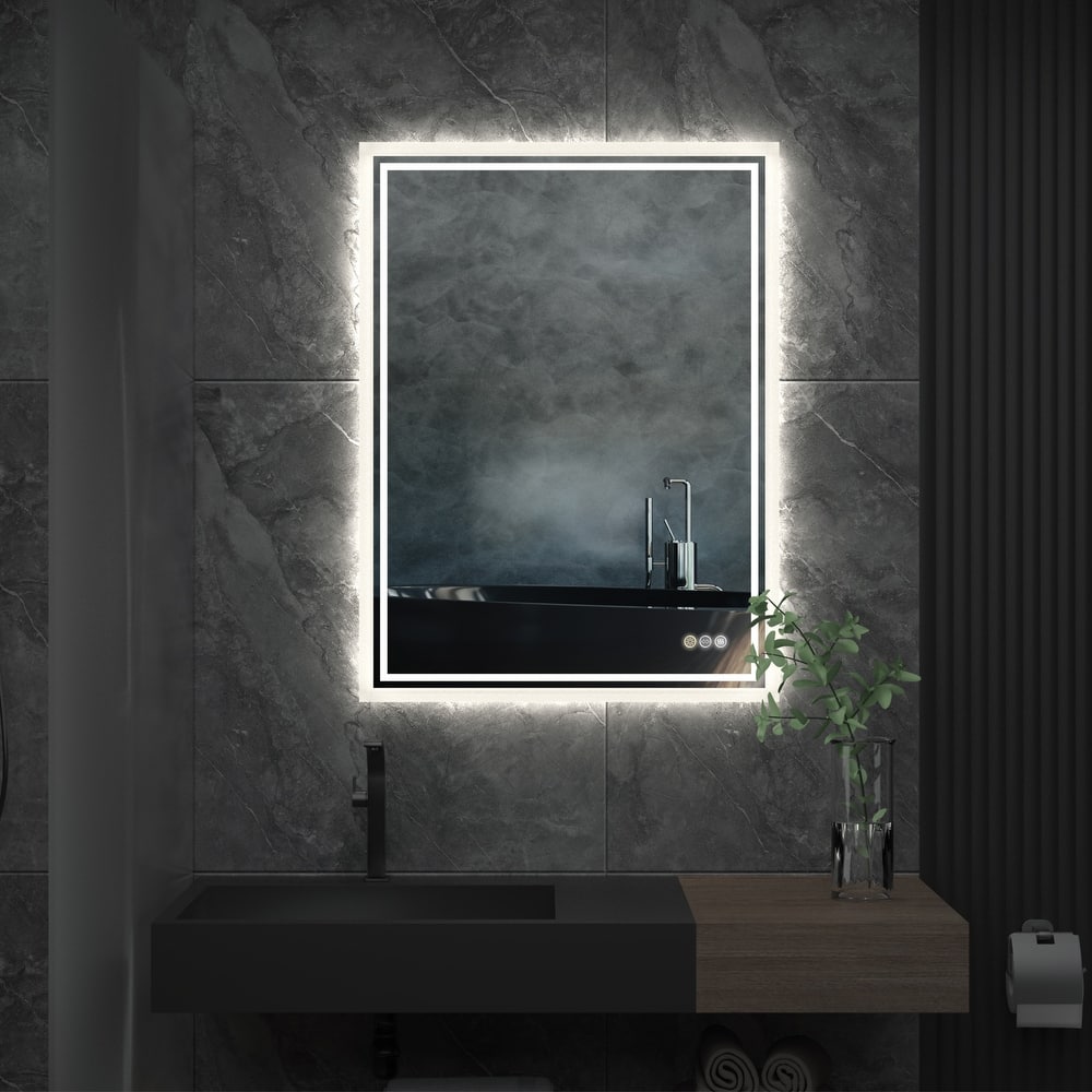 Illuminated Bathroom Mirror Anti-Fog Wall Mounted Dimmable Backlit