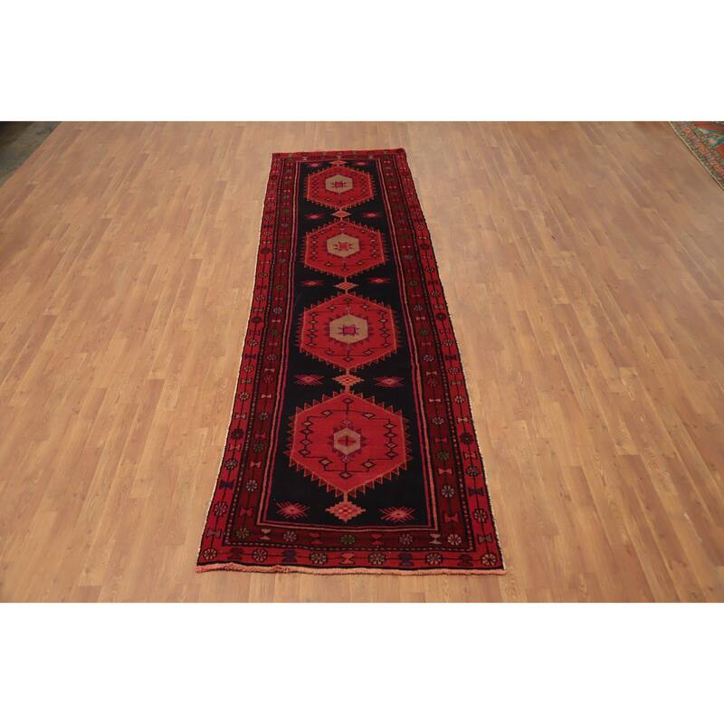 Hand Knotted Oriental 100% Wool Carpet Traditional Tribal Red Ardebil Runner Rug - 11' 3'' X 3' 5''