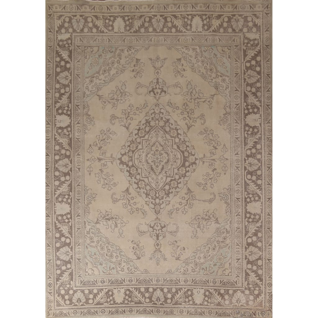 Traditional Tabriz Persian Vintage Area Rug Handmade Wool Carpet - 8'0"x 10'10"