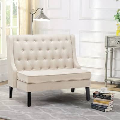 Modern Settee Bench ,loveseat Sofa Loveaseat Settee Sofa Bench High Back for Dining Living Room Hallway or Entryway Seating