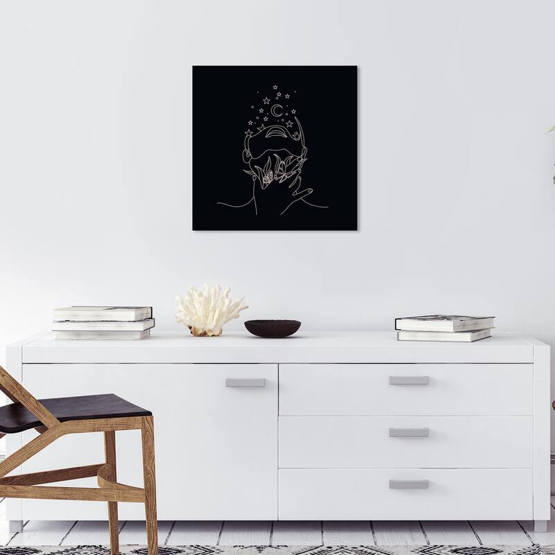 Wynwood Studio Canvas Fashion and Glam Rising Stars Black and Off-white Modern & Contemporary Wall Art Canvas Print - 20 x 20