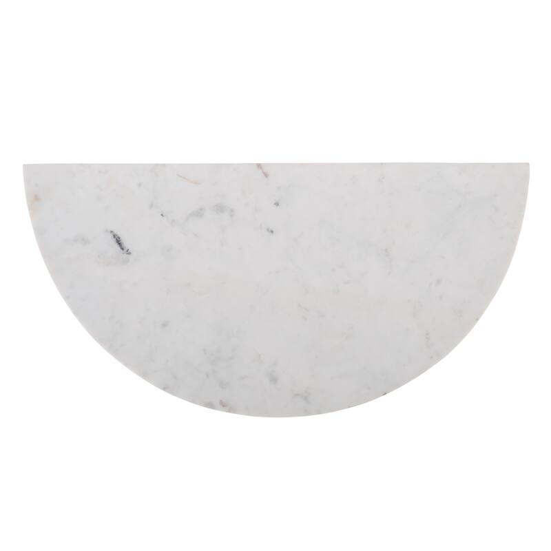 Evelyn Demilune Marble and Iron Console Table