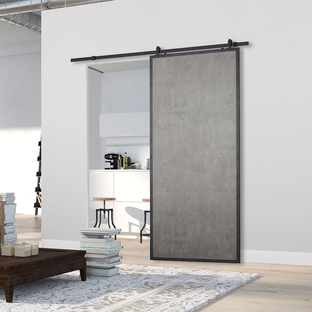 Concrete-look and Steel Barn Door Slab 37 in.