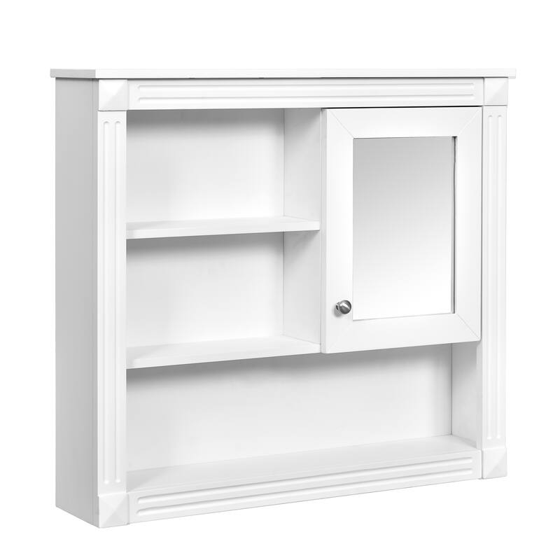 GDFStudio - Wilford Modern Wall-Mounted Bathroom Storage Cabinet with Mirror Door and Adjustable Shelves - 32"W