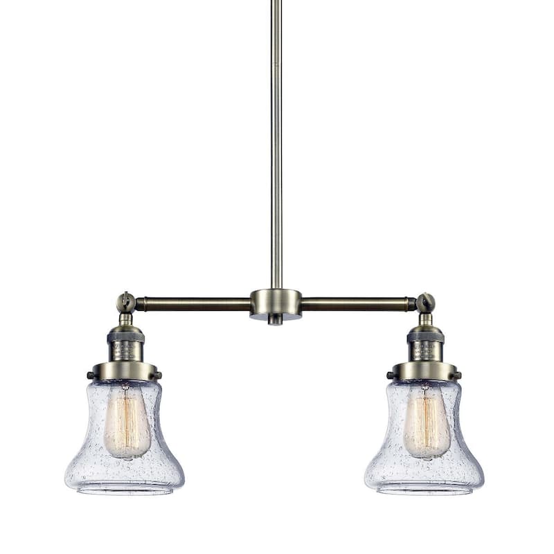 Innovations Lighting Bellmont 2 Light 21" Wide Linear Chandelier - Antique Brass / Seedy
