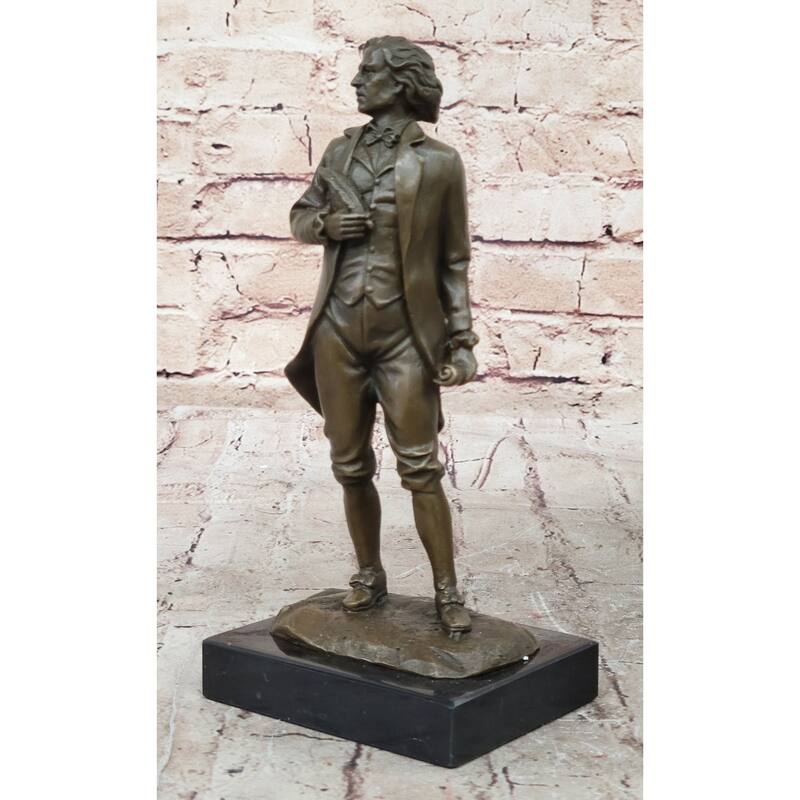 18Th Or 19Th Century Man Bronze Sculpture Statue Figure On Marble Base