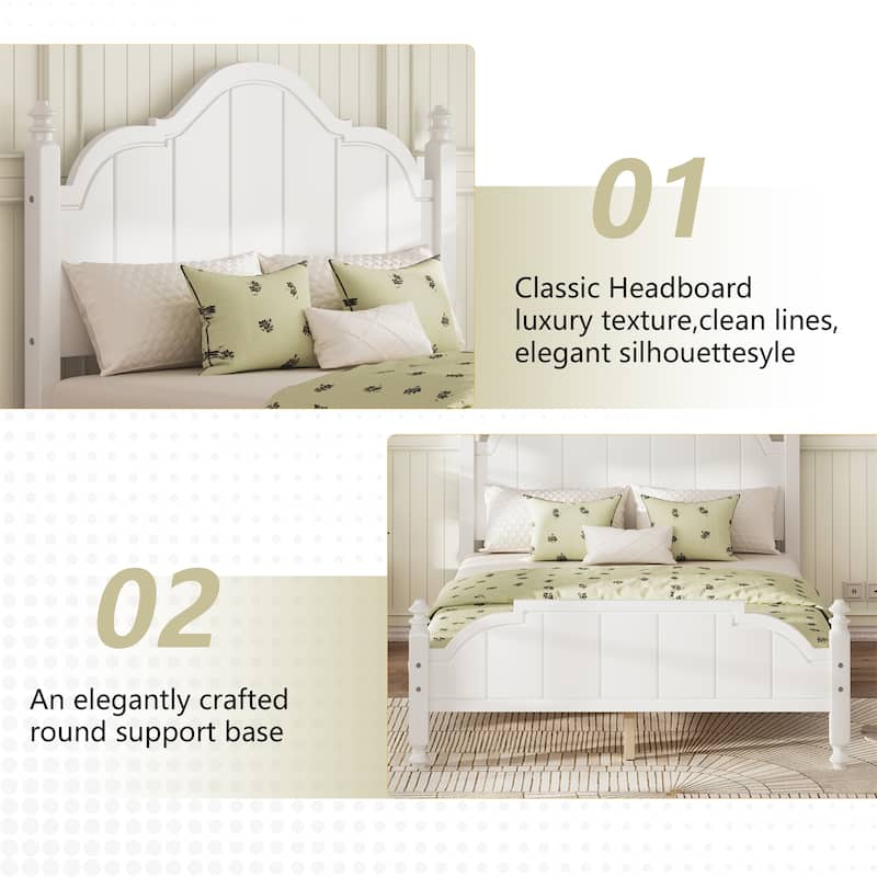 Full Size Platform Bed Frame with Vintage Headboard