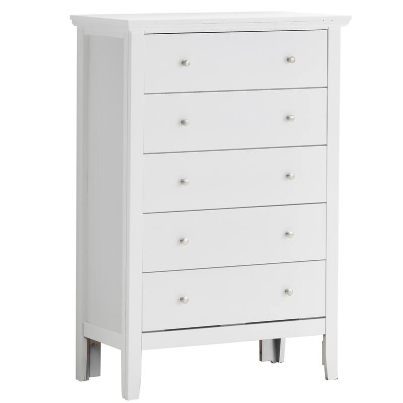 5-Drawer Solid Wooden Bedroom Chest - 48" - White