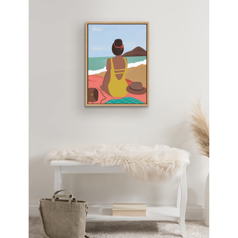 Kate and Laurel Sylvie Beach Solo Framed Canvas by Queenbe Monyei