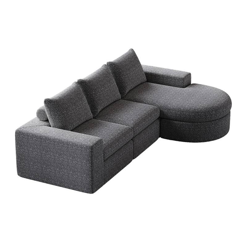 99-Inch Chenille Cloud Curved Sectional Sofa with Chaise, L-Shaped Modern Boneless Couch with Deep Seats,Sectional Sofa