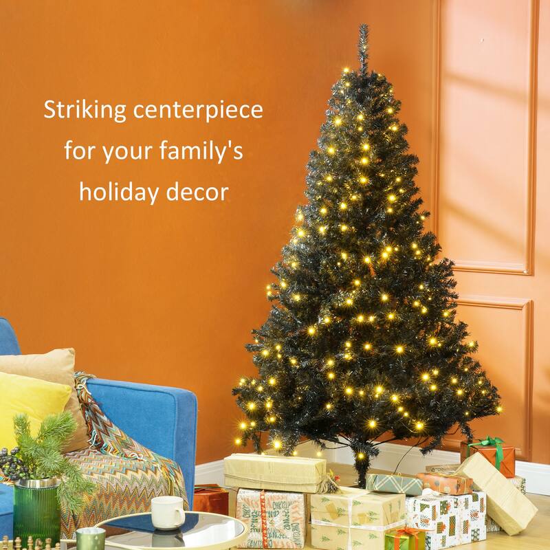 6FT Tall Prelit Artificial Christmas Tree with Realistic Branches, 250 Warm White LED Lights & 1000 Tips