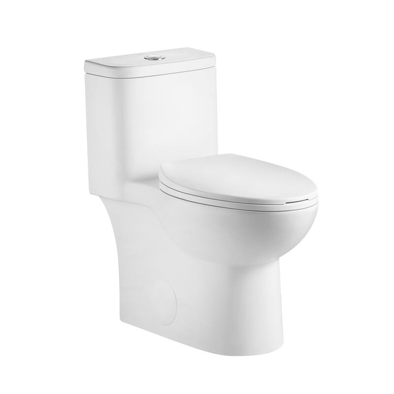 1.1/1.6 GPF Tornado Flush One-Piece Toilet with Comfort Chair Seat ADA Height 17",Rimless Bowl with Soft Closing Seat