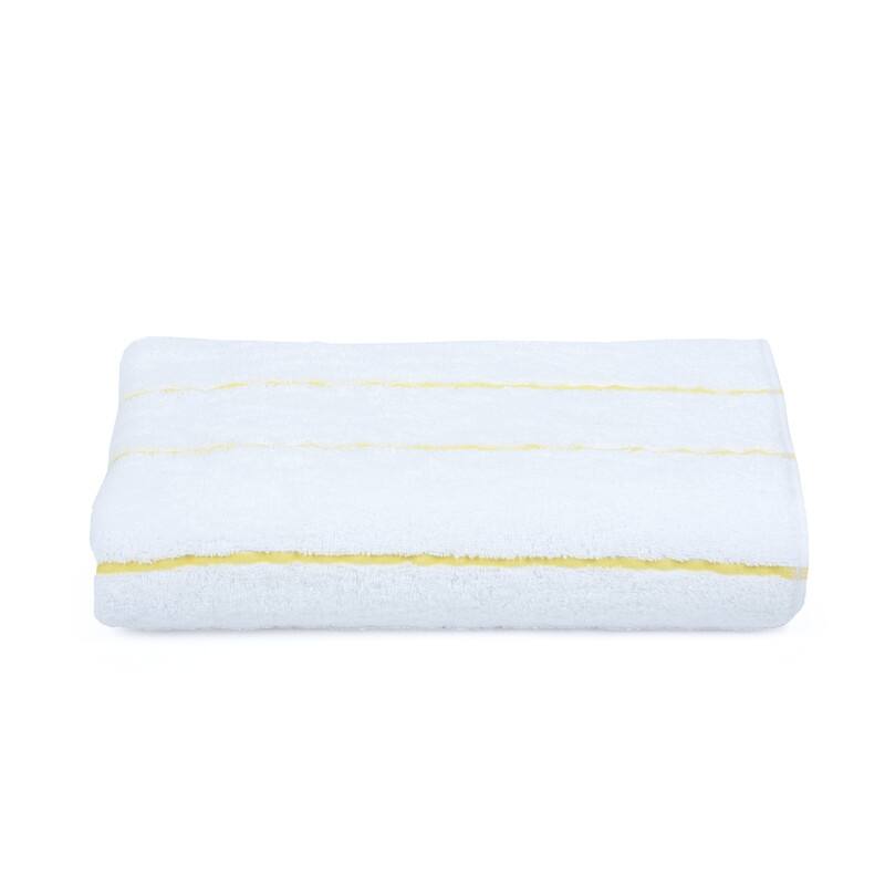 Pure Cotton Beach Towel Absorbent Cabana Striped by Ample Decor - 30" x 68" - Yellow/White