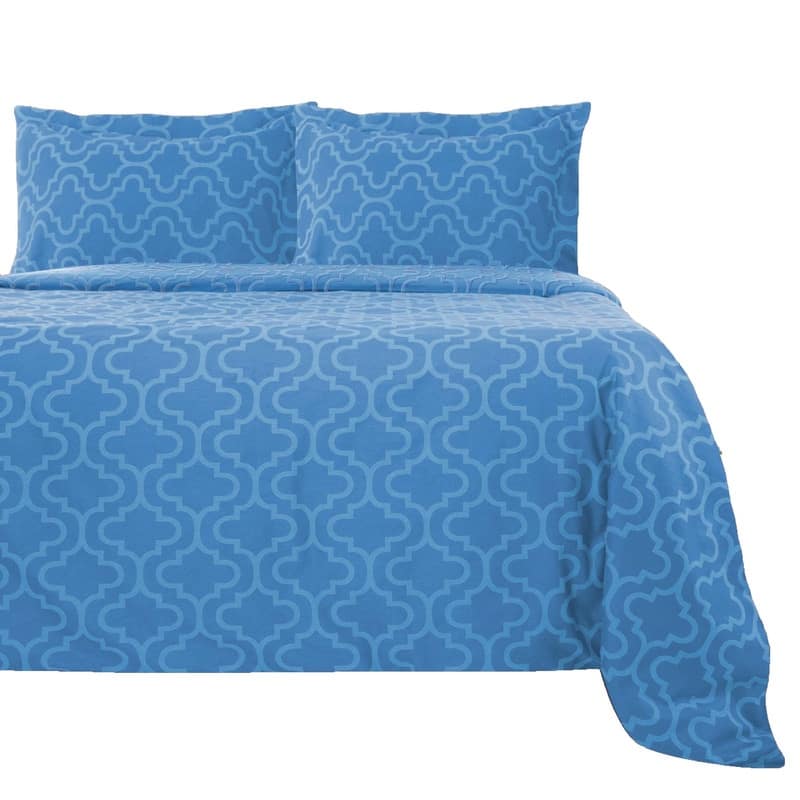 Superior Reversible Brushed Cotton Flannel Trellis Duvet Cover Set