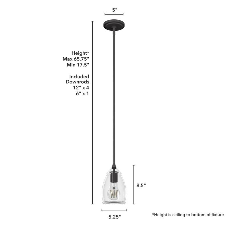 Hunter Dunshire 1-Light Dome Pendant - Kitchen Island, Dining Room, Entry - Modern Farmhouse, Transitional, Contemporary