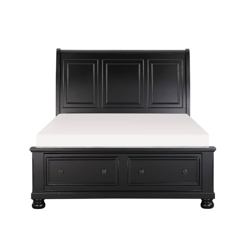 Delia Black Sleigh Storage Platform Bed - King