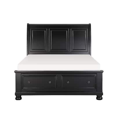 Delia Black Sleigh Storage Platform Bed