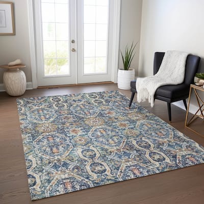 Machine Washable Indoor/ Outdoor Vintage Moroccan Chantille Rug