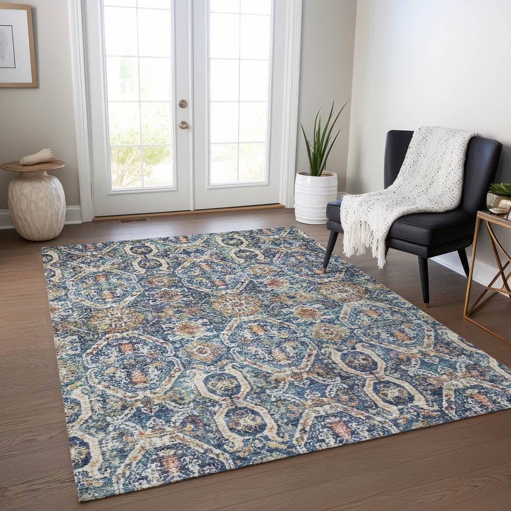 Machine Washable Indoor/ Outdoor Vintage Moroccan Chantille Rug