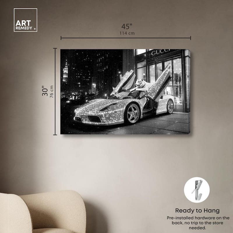 Glistening Tiger and Car Canvas by Art Remedy, Gallery Wrapped
