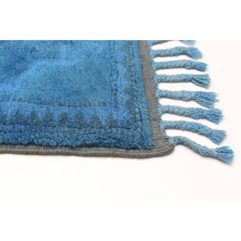 ECARPETGALLERY Hand-knotted Color Transition Blue Wool Rug - 2'7 x 9'5