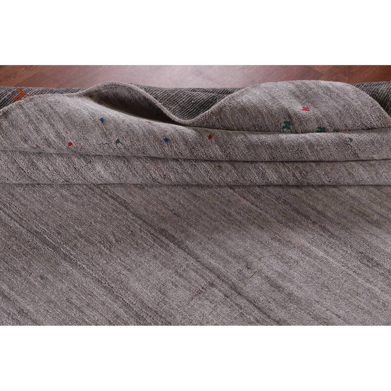 Hand Knotted Oriental 100% Wool Carpet Tribal Tribal Greys & Charcoal Gabbeh Area Rug - 12' 1'' X 9' 2''