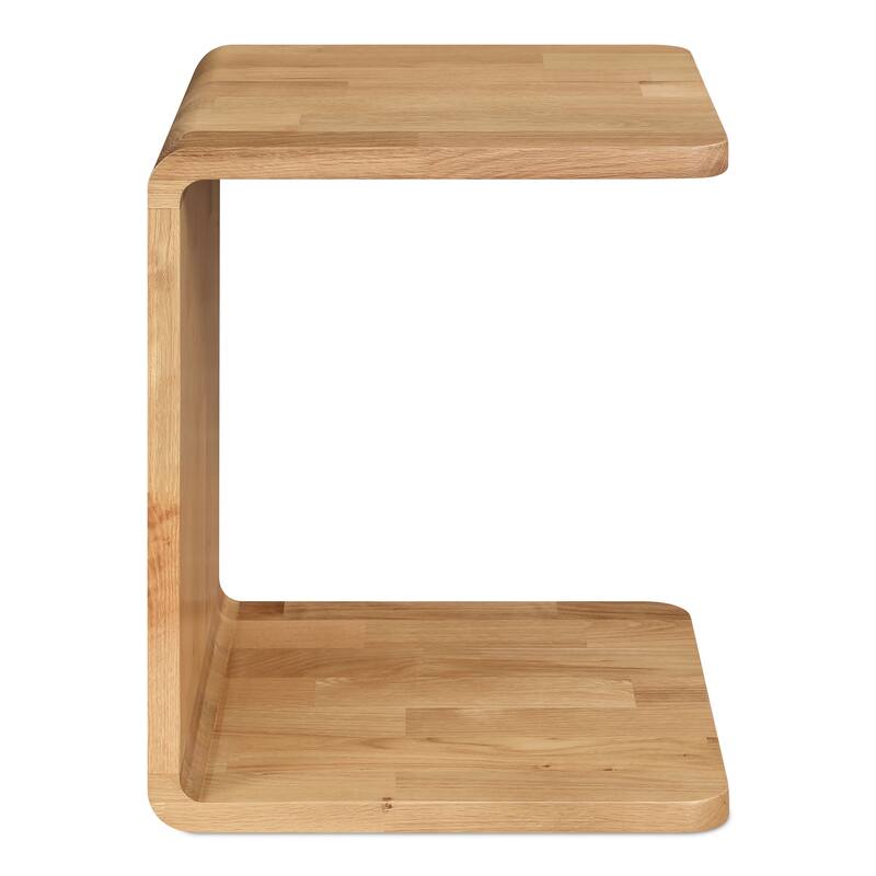 NADAAL STUDIOS Marenith Side Table, C-Side Solid Walnut Curved Edge Reversible Use, Walnut Brown - Natural