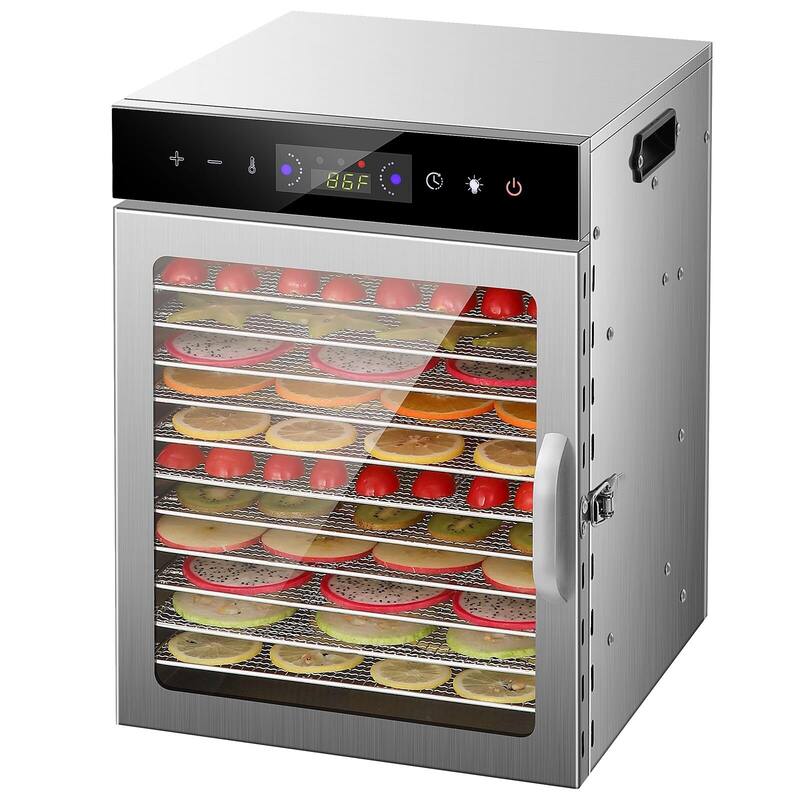 Food Dehydrator, Stainless Steel Trays Dehydrators for Food and Jerky, Herbs, Fruit, Dehydrator Machine with Digital Timer - 12 Trays